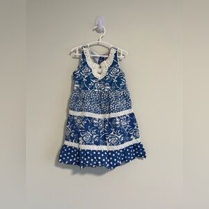 Chloe Louise floral dress with crochet collar 2/3 YRS 100% cotton UK brand